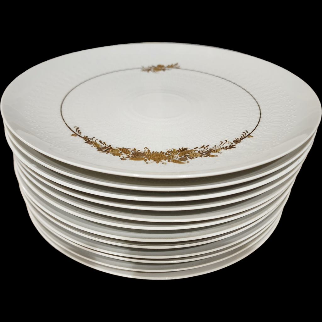 Rosenthal Germany Medley Porcelain Dinnerware & Coffee Set White with Gold Floral Design 60+ Piece Service for 6–12