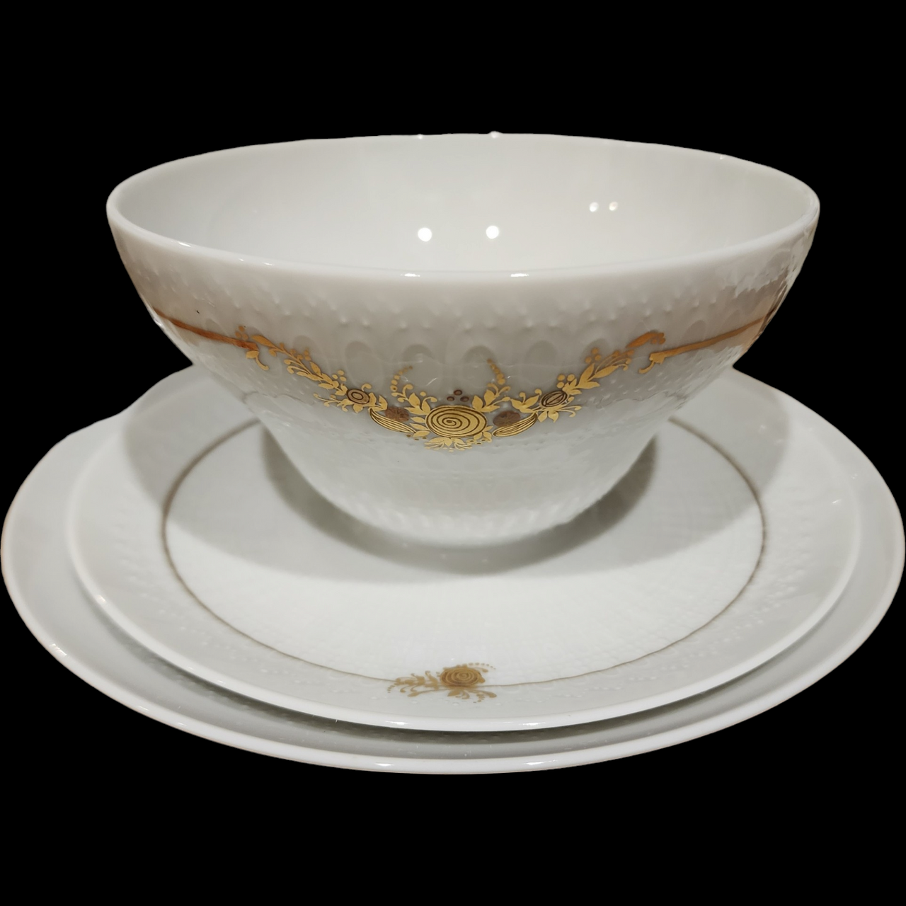 Rosenthal Germany Medley Porcelain Dinnerware & Coffee Set White with Gold Floral Design 60+ Piece Service for 6–12
