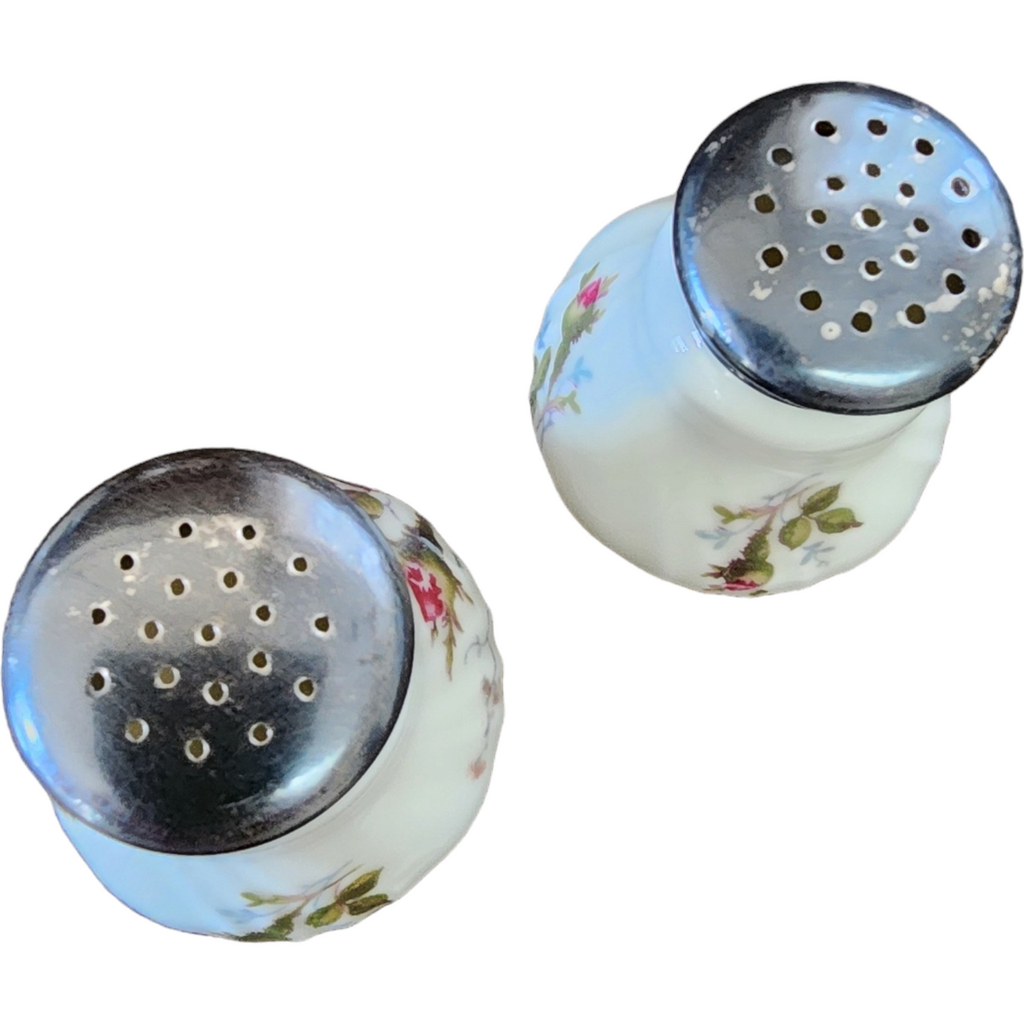 Rosenthal Pompadour Ivory Moss Rose Individual Salt & Pepper Set