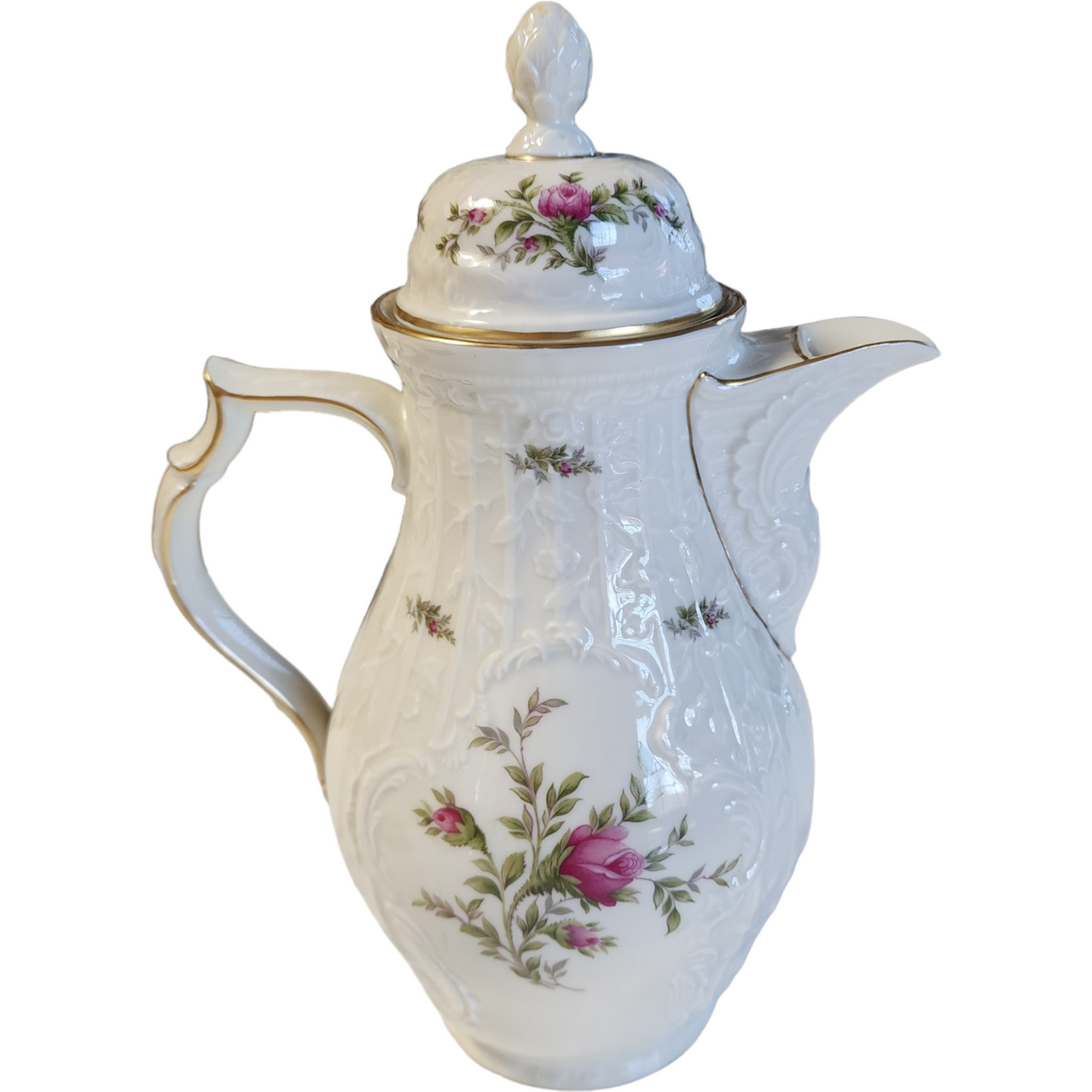 Rosenthal Sanssouci Rose Ivory Gold Trim Coffee Pot & Lid
