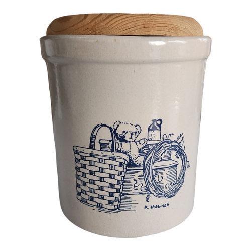 Roseville Ohio K. Hughes Stoneware Crock With Lid