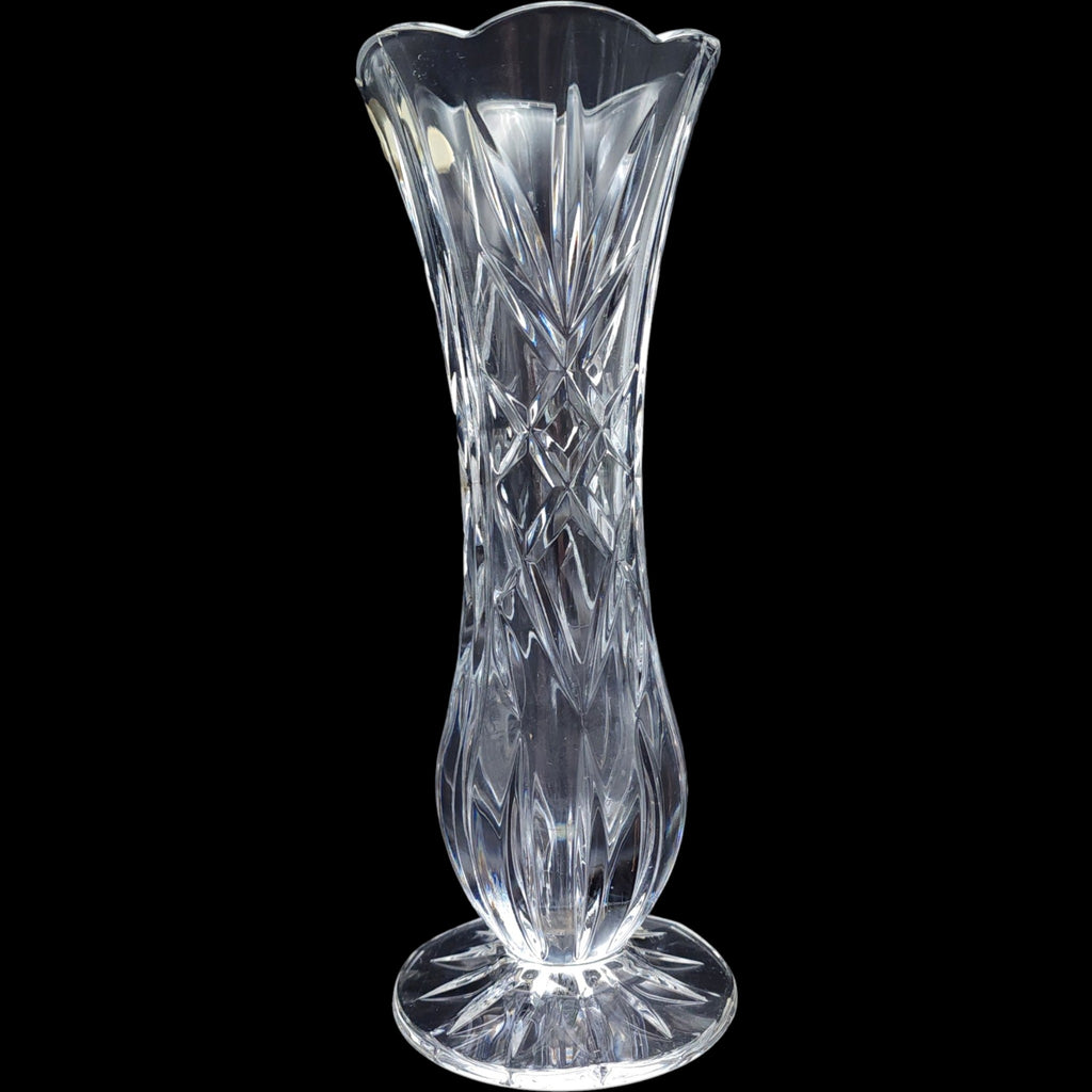 St. George Crystal 24% Lead Crystal Cut Glass Bud Vase Scalloped Rim