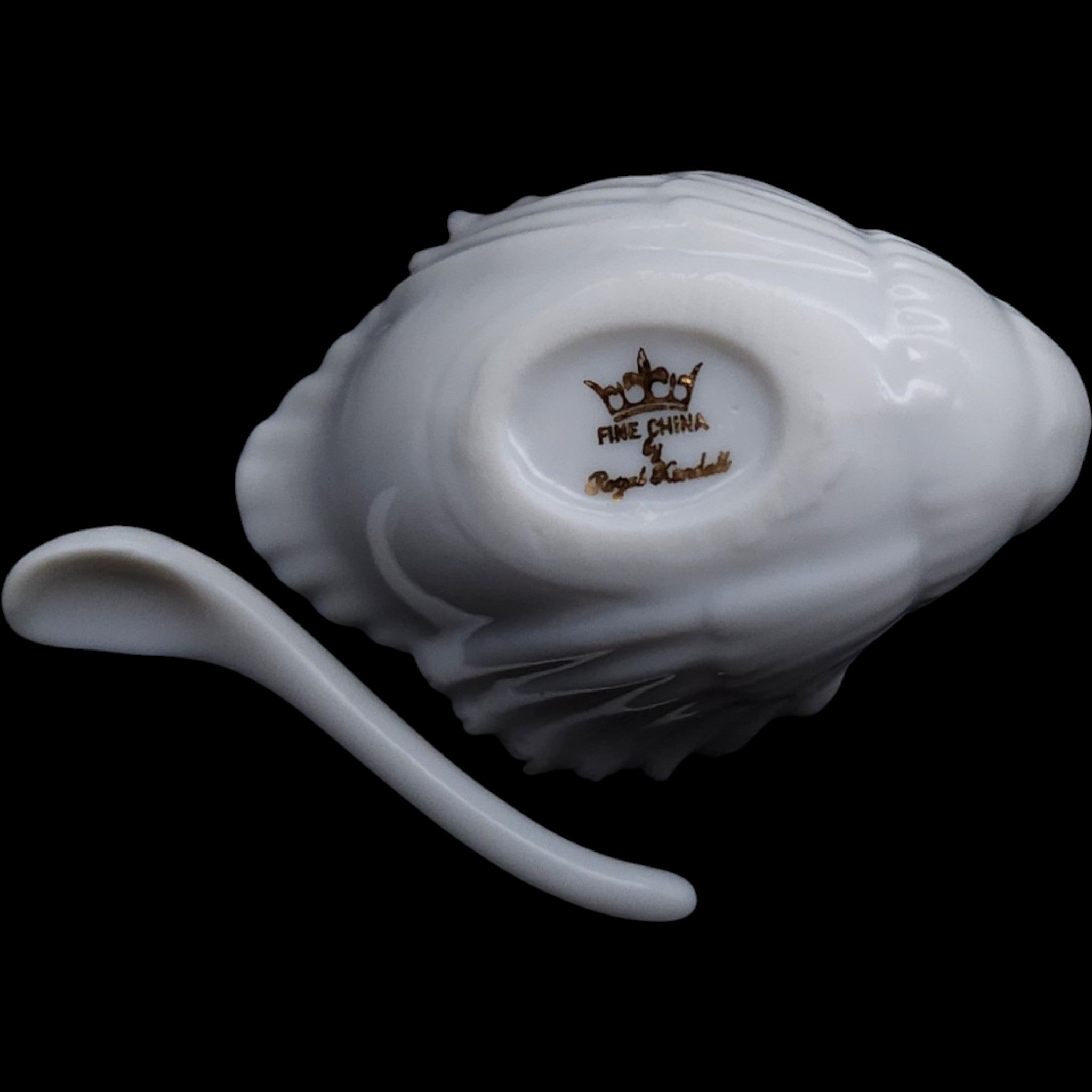 Royal Kendall Fine China Swan Open Salt Cellar with Spoon