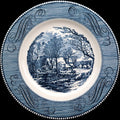 Royal USA Royal China Currier & Ives Blue Transferware Dinner Plate The Old Grist Mill