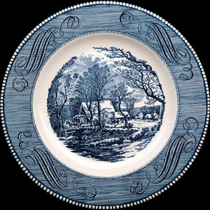 Royal USA Royal China Currier & Ives Blue Transferware Dinner Plate The Old Grist Mill