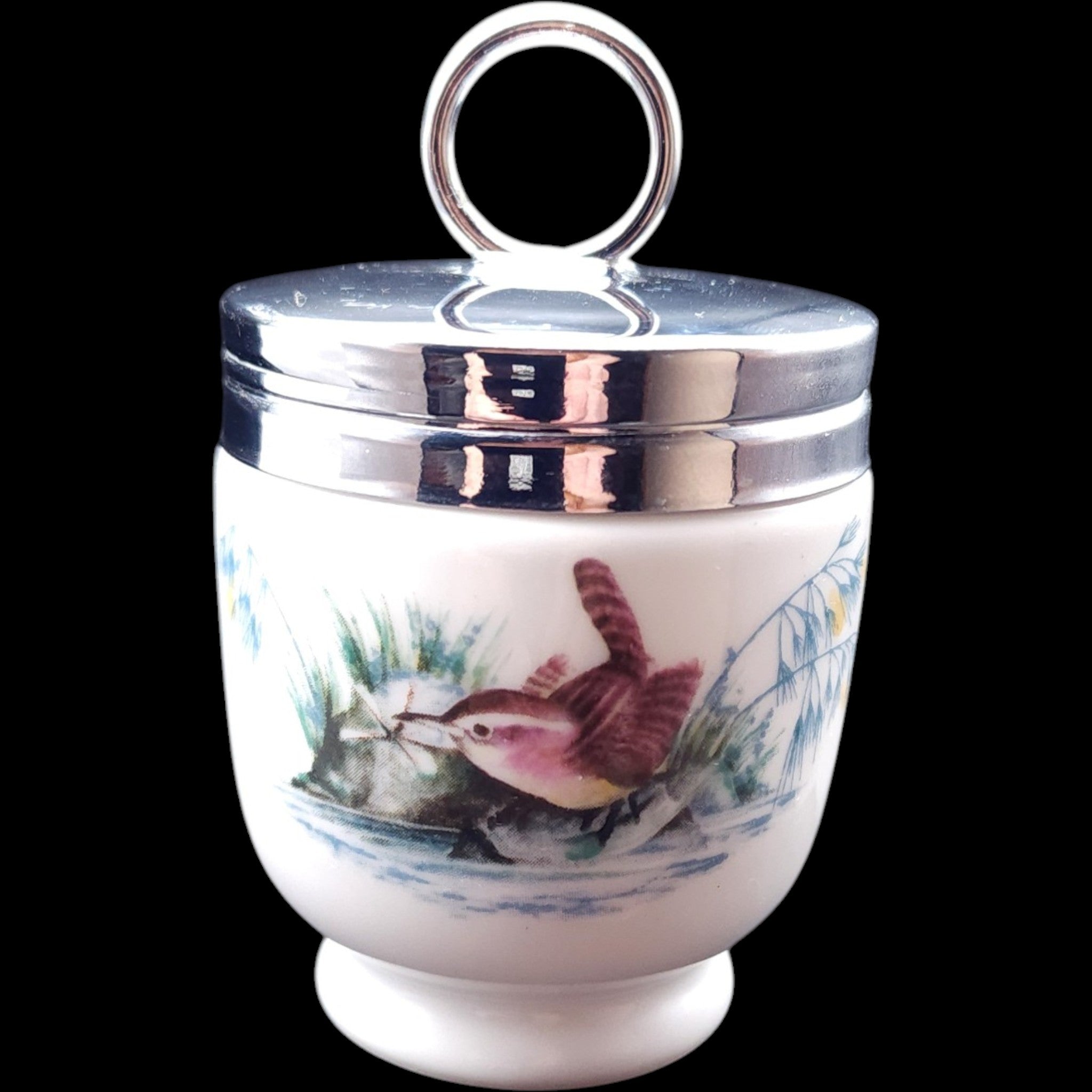 Royal Worcester Porcelain Egg Coddler Birds Pattern 3.5 Inch