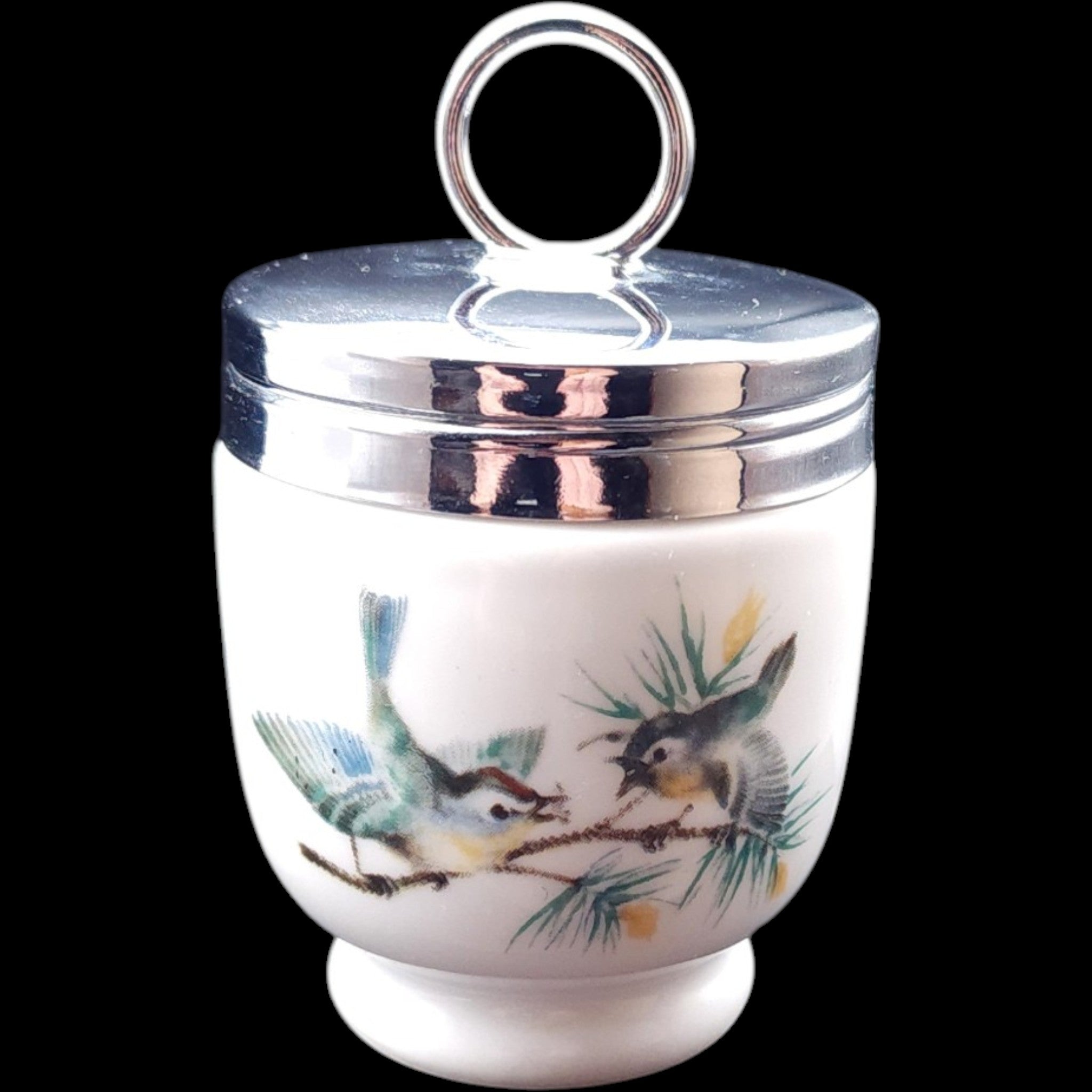 Royal Worcester Porcelain Egg Coddler Birds Pattern 3.5 Inch