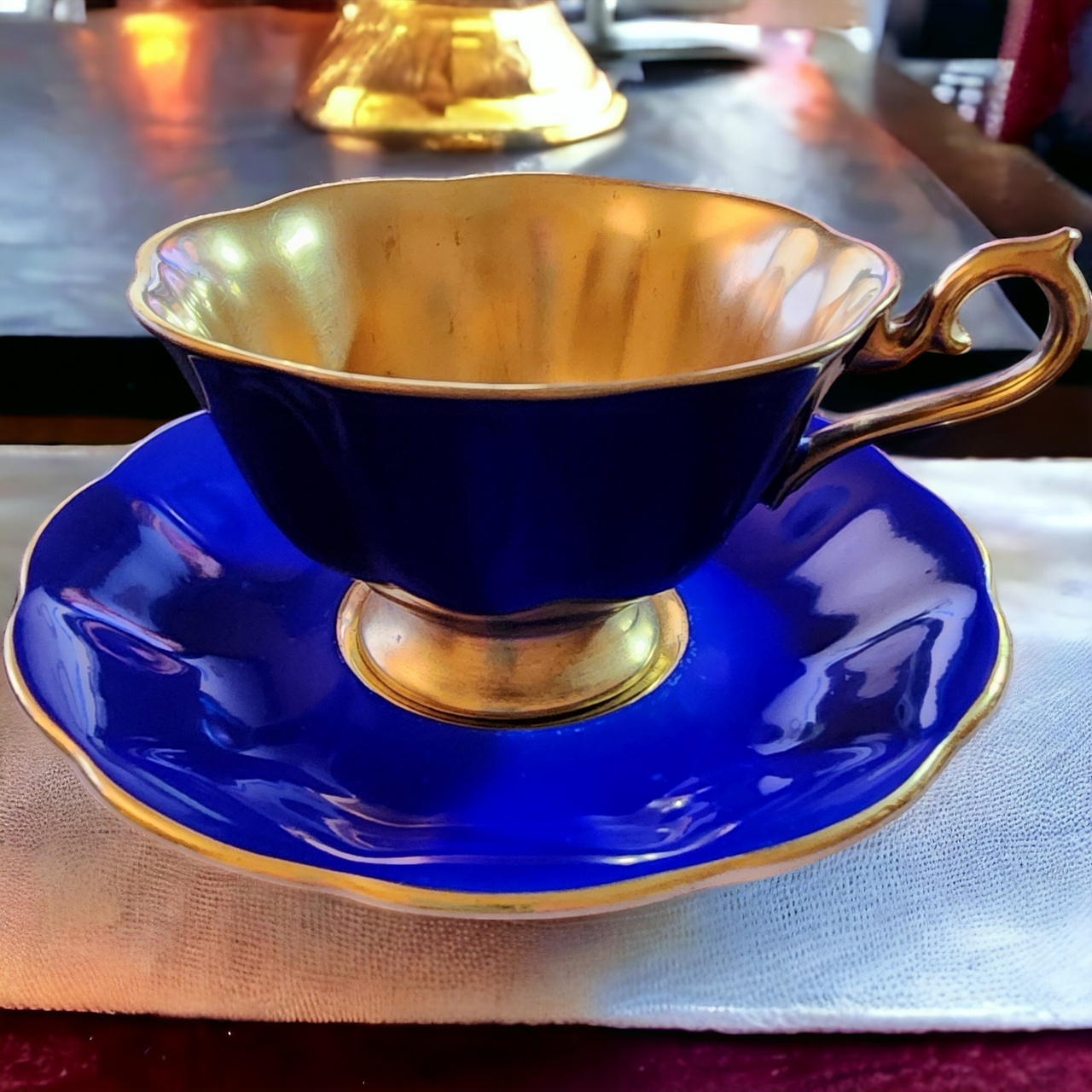 Royal Albert Cobalt Blue with Gold Center Teacup & Saucer Set