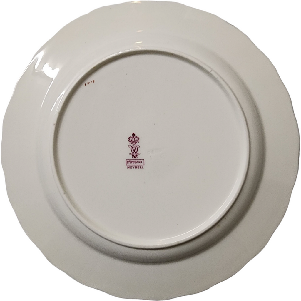 Royal Crown Derby Meynell Floral Pattern on Pale Yellow Luncheon Plate