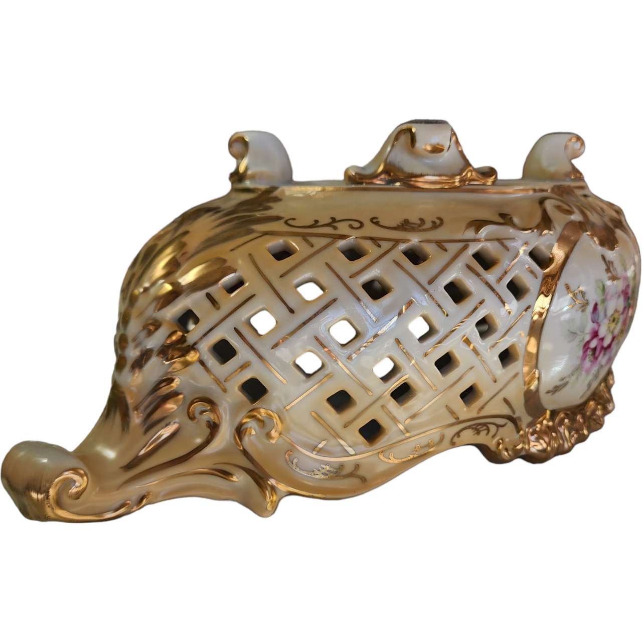 Royal Crown Monumental Reticulated Porcelain Centerpiece Bowl
