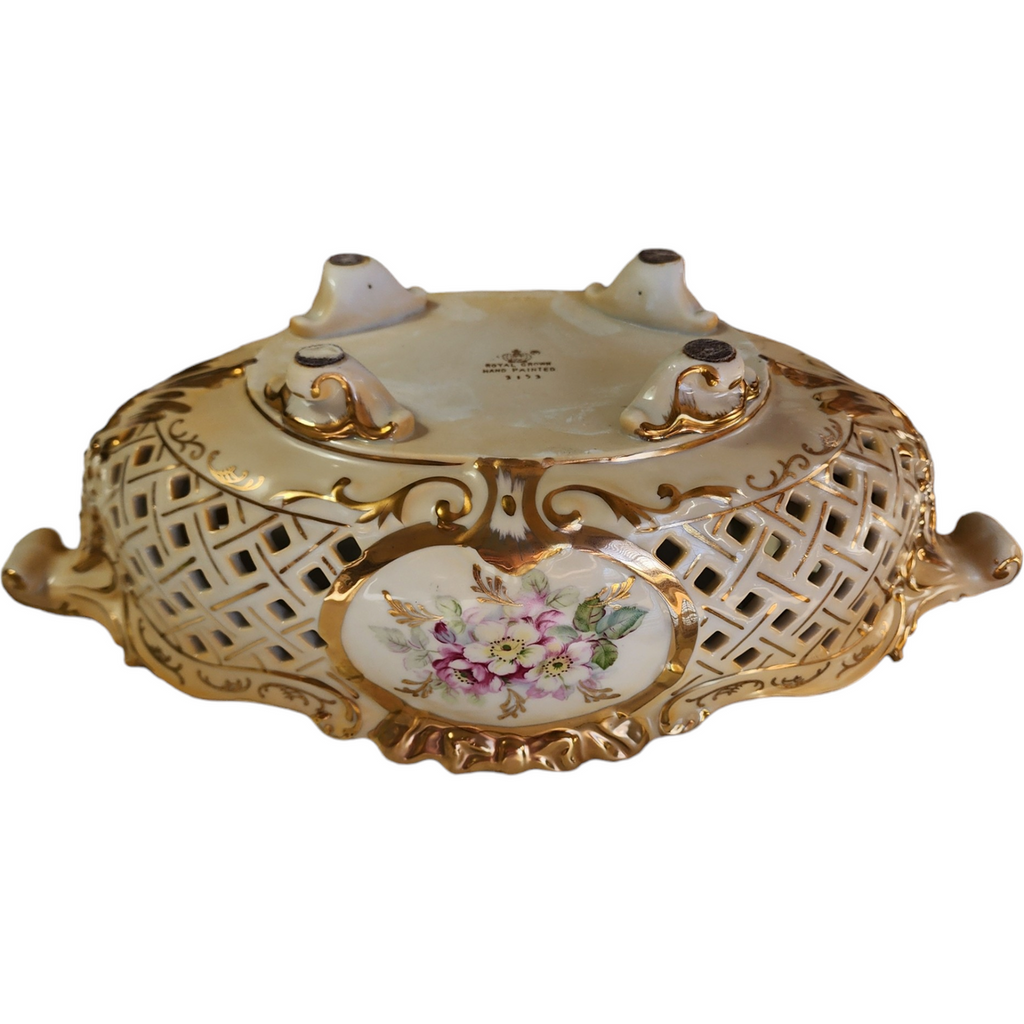 Royal Crown Monumental Reticulated Porcelain Centerpiece Bowl