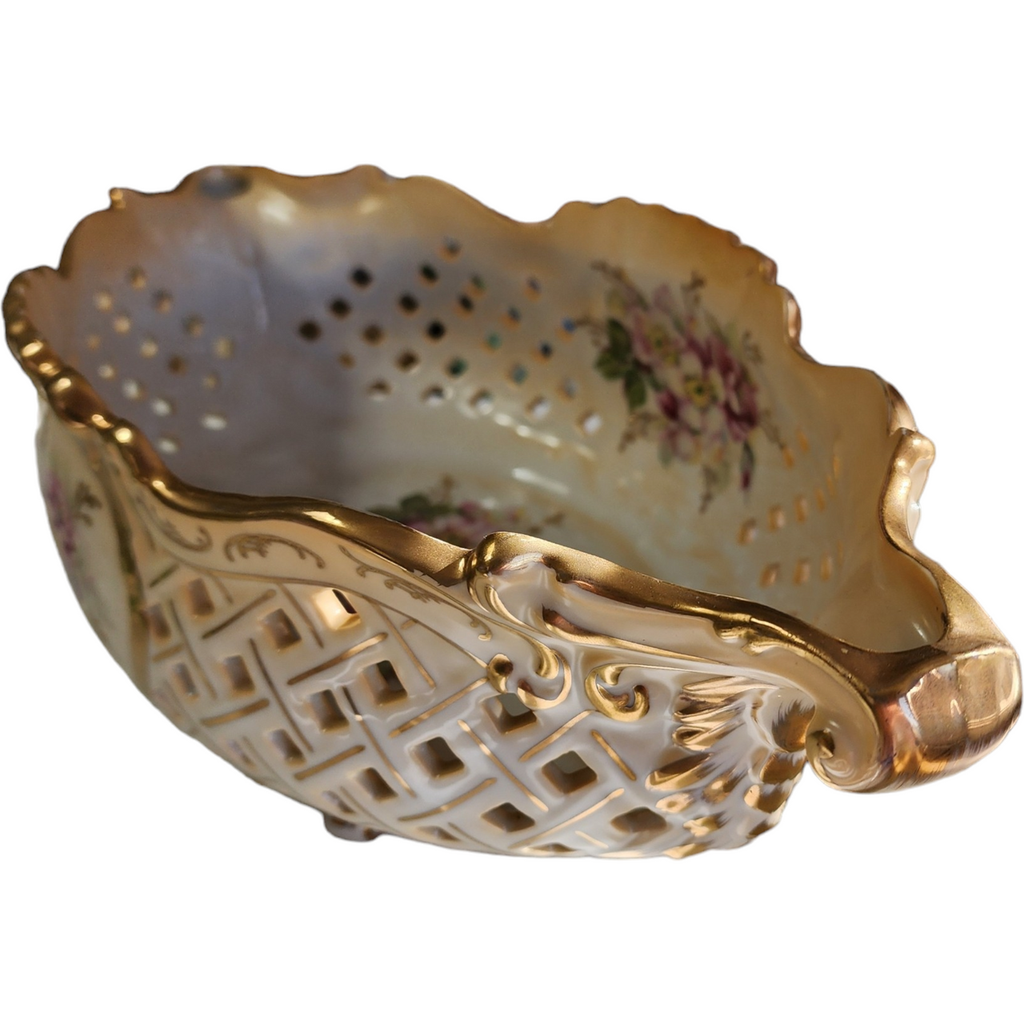 Royal Crown Monumental Reticulated Porcelain Centerpiece Bowl