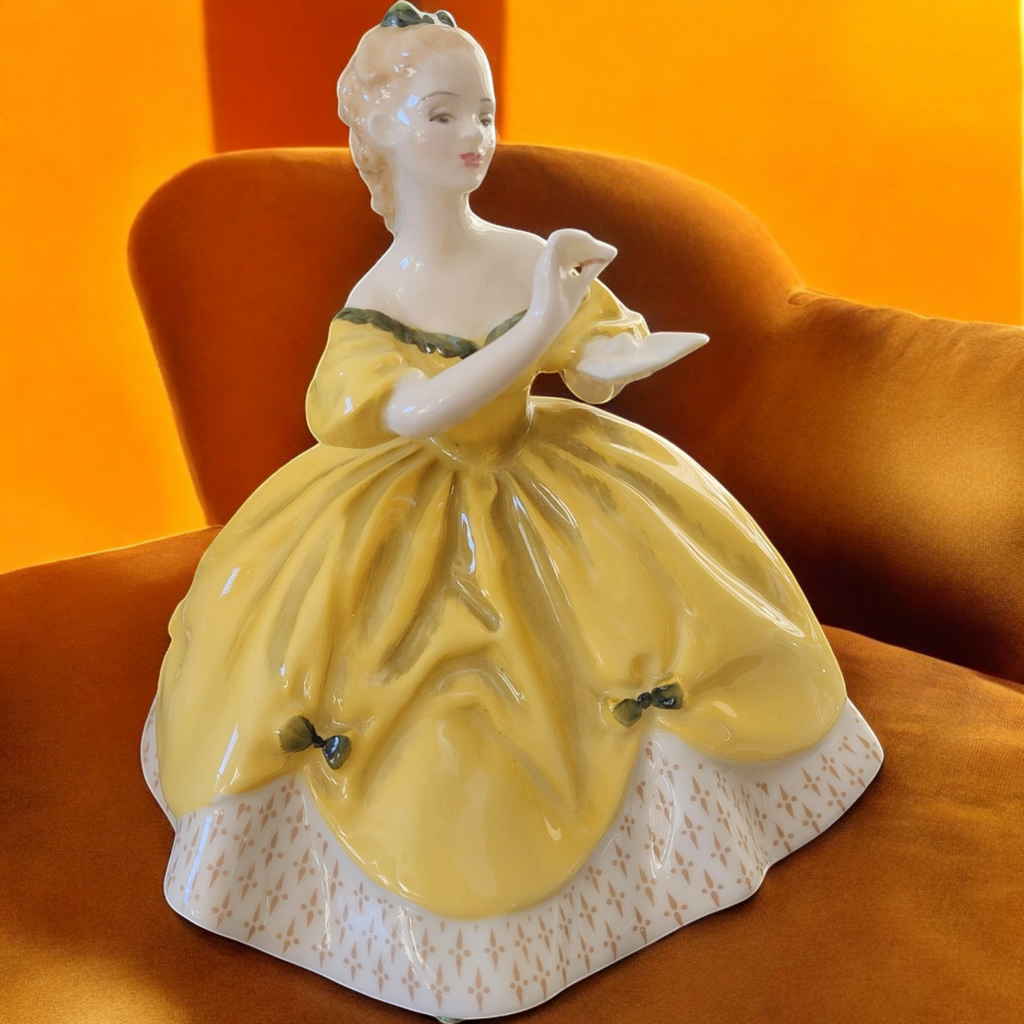 Royal Doulton Last Waltz-Yellow & White Lady Figurine HN2315 No Box