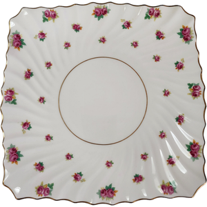 Royal Doulton Rosebud Swirled Pink Roses Green Leaves Chop Plate Platter