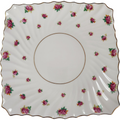 Royal Doulton Rosebud Swirled Pink Roses Green Leaves Chop Plate Platter