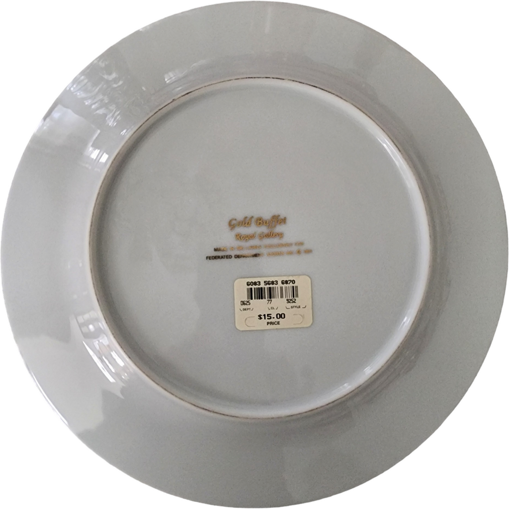 Royal Gallery Gold Buffet Scrolls Band Cobalt Blue Dinner Plate