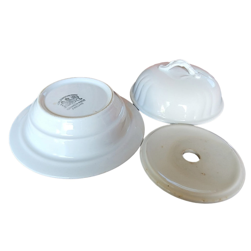 6" JOHNSON BROs. Royal Ironstone Round Covered Butter Dish with Insert England