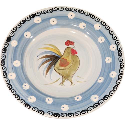 Royal Norfolk Blue Band White Dot Rooster Center Large Dinner Plate