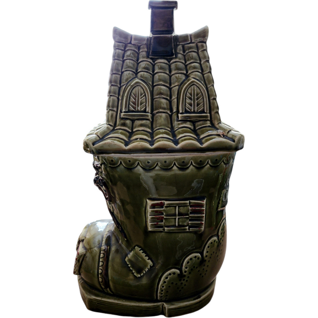 Royal Sealy Olive Green “Old Woman Who Lives in a Shoe” Cookie Jar
