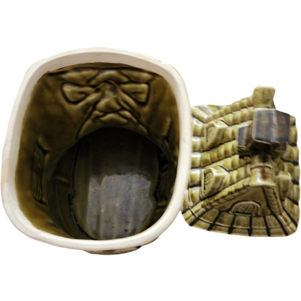 Royal Sealy Olive Green “Old Woman Who Lives in a Shoe” Cookie Jar
