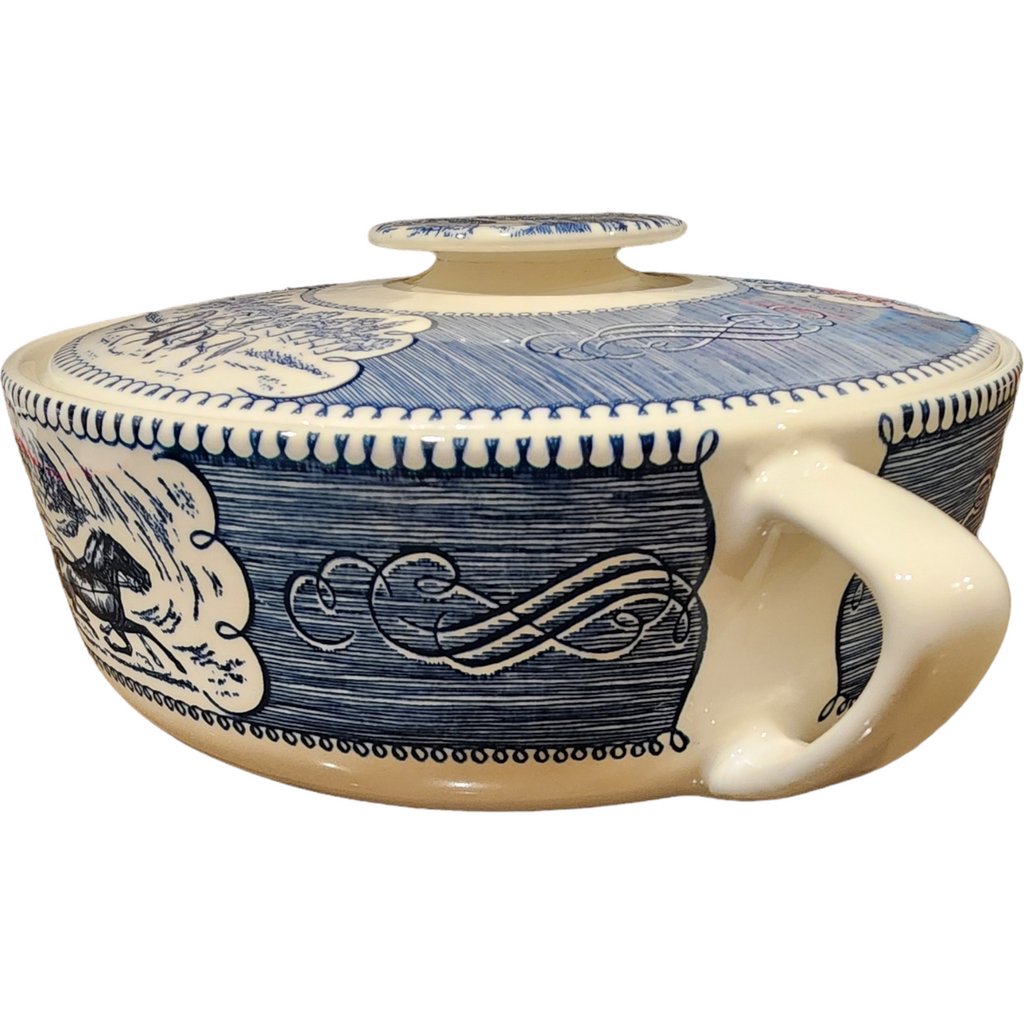 Royal USA Currier and Ives Blue 1.25 Qt Round Covered Casserole