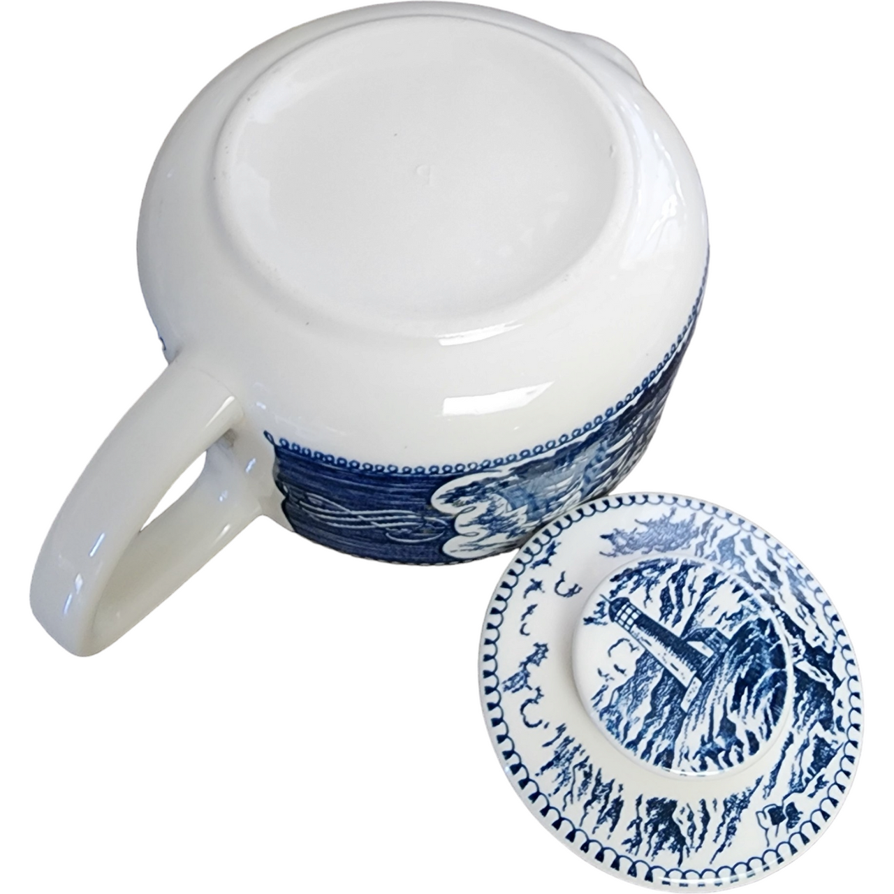 Royal USA Currier and Ives Blue Teapot & Lid