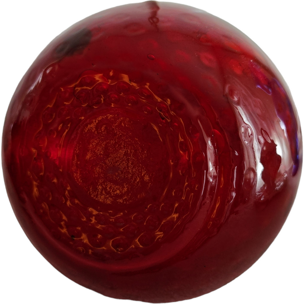 Ruby Red Amberina Optic Glass Pitcher Jug Long Neck Vase Creut Decanter