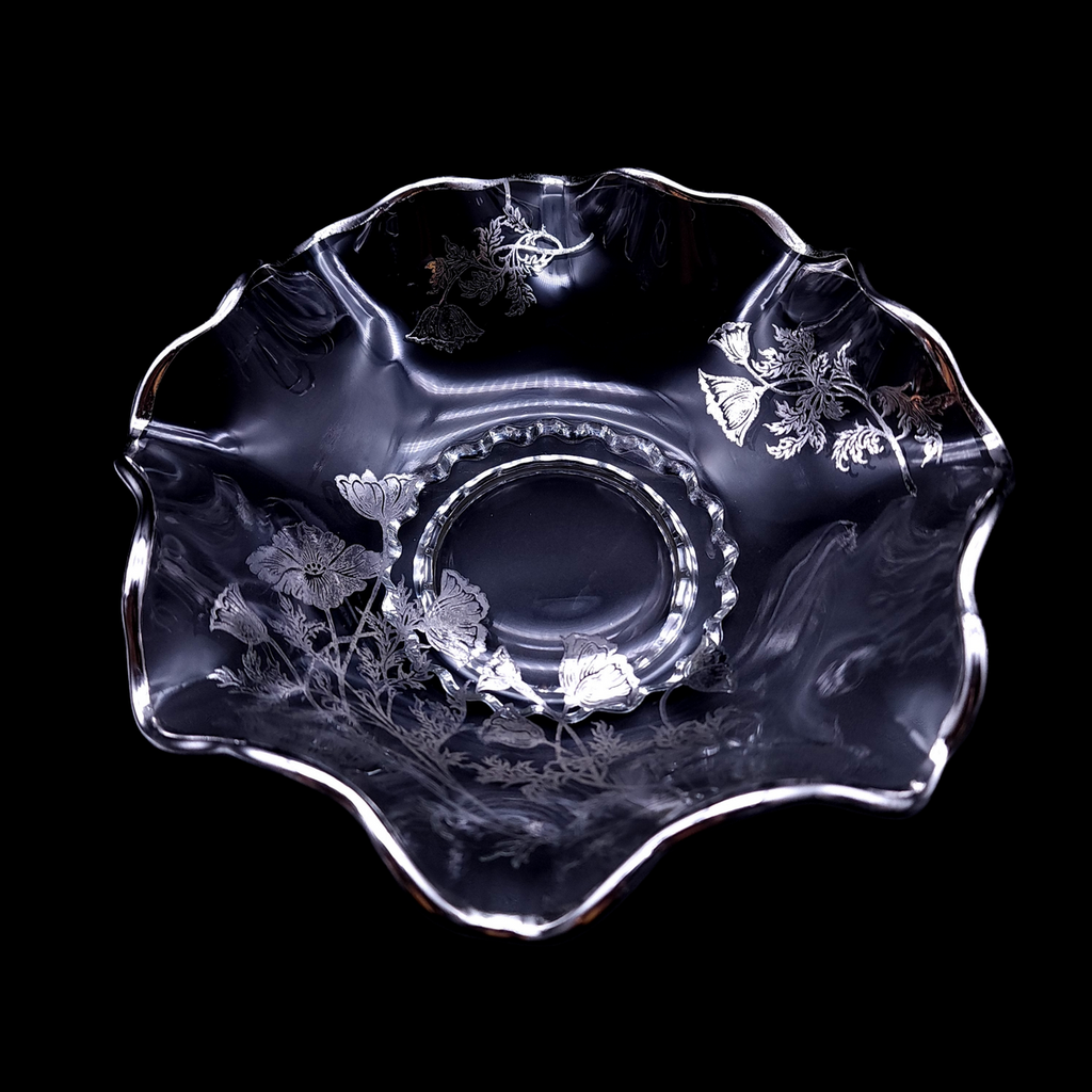 SILVER CITY Flanders Clear Round Crimped Bowl