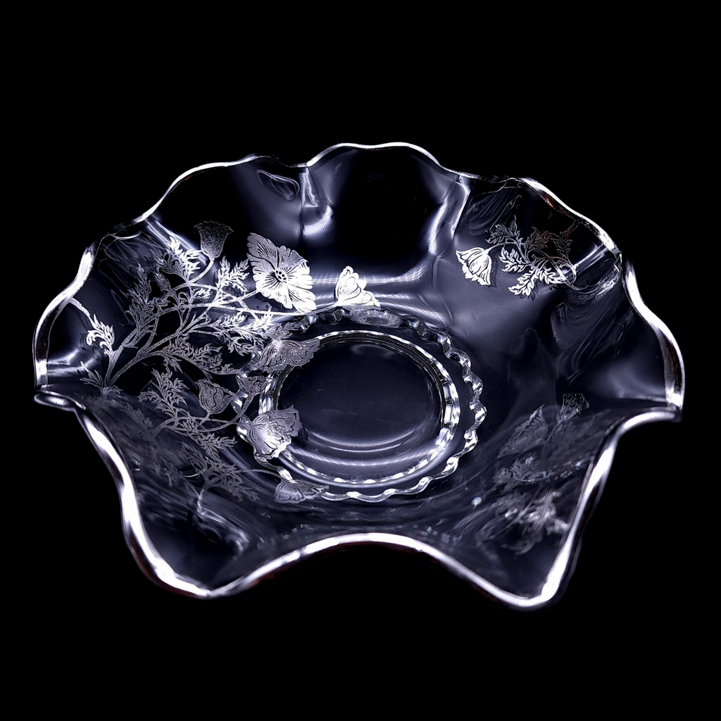 SILVER CITY Flanders Clear Round Crimped Bowl