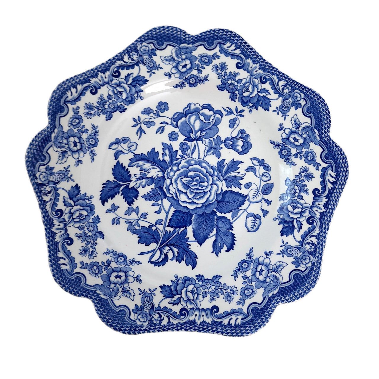 SPODE Blue Room Garden Collection Blue Rose Buffet,Dessert Scalloped Plate