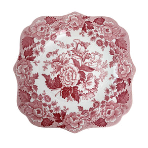 SPODE Garden Collection Cranberry and White Poppy Buffet,Dessert Scalloped Plate