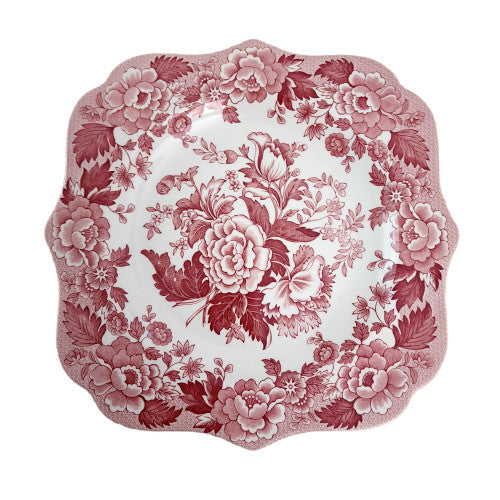 SPODE Garden Collection Cranberry and White Poppy Buffet,Dessert Scalloped Plate