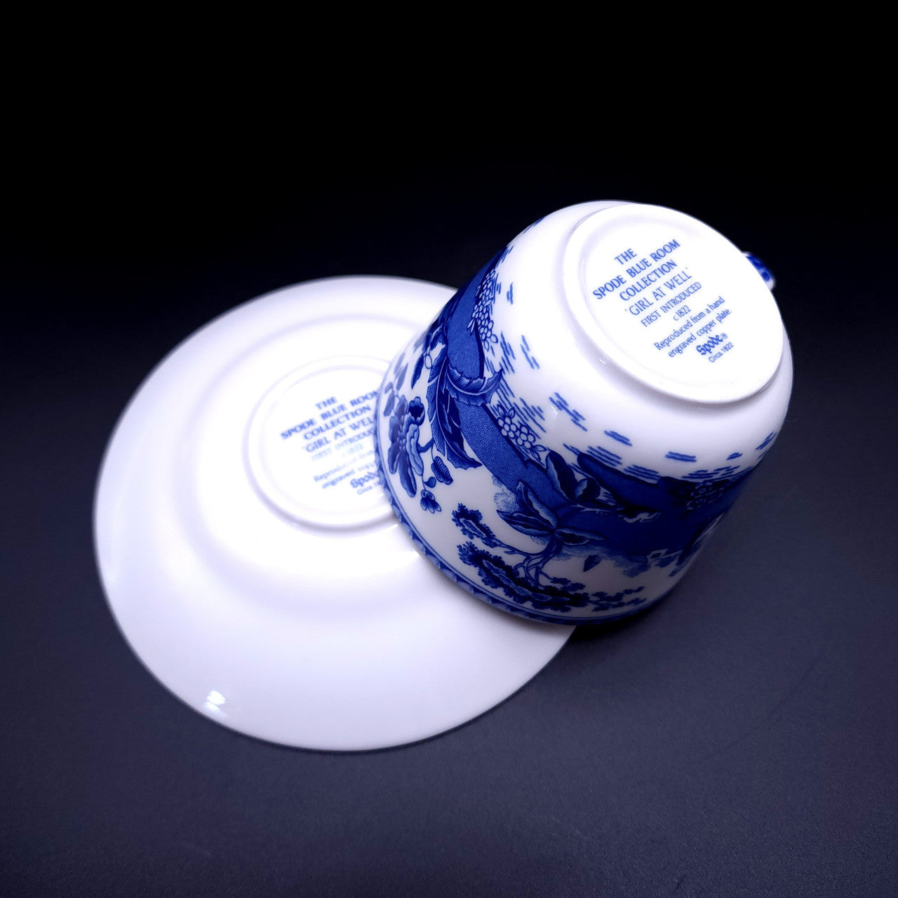 SPODE Georgian Collection Flat Cup & Saucer Set Girl At Well