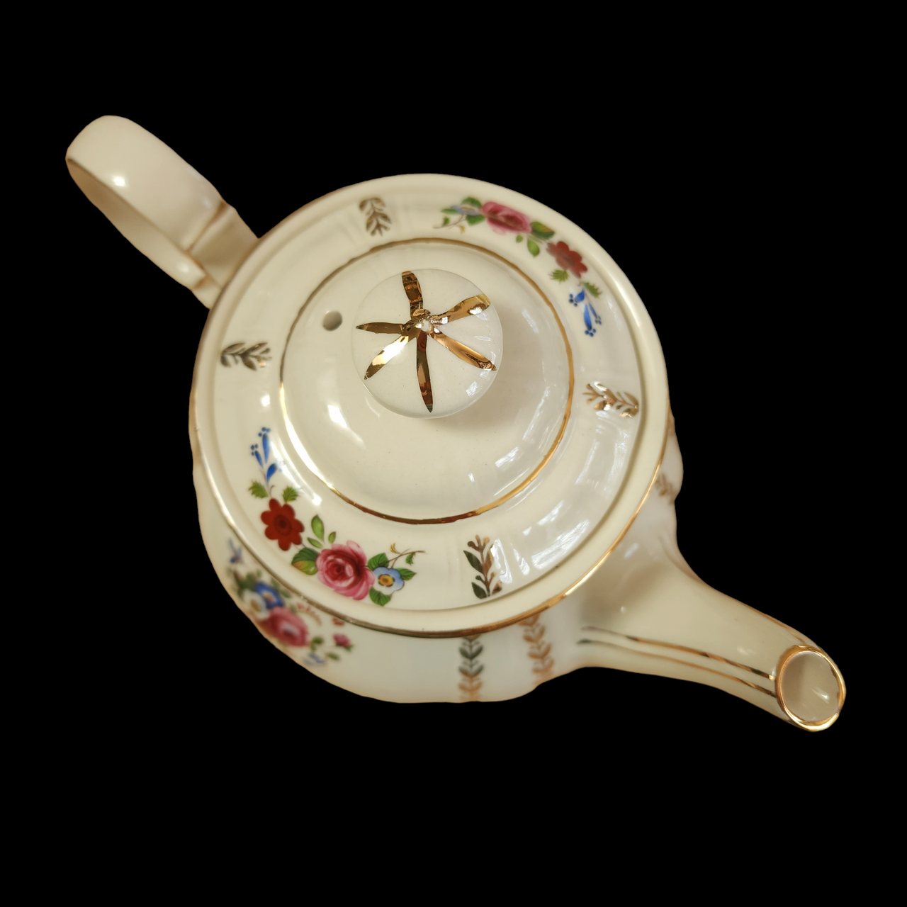 Sadler Pink Rose Floral Gold Trim Teapot & Lid 4Cups