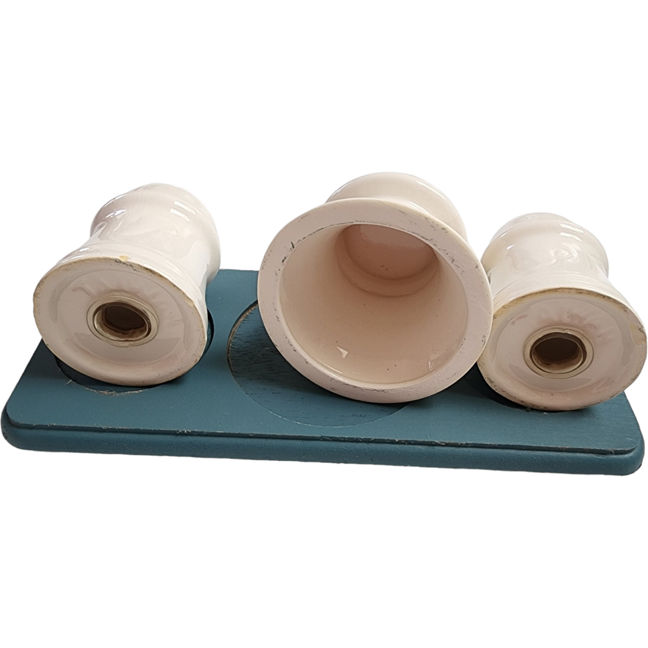 Salt and Pepper Shakers with Lantern and Natural Hardwood Base Set 5 Pc