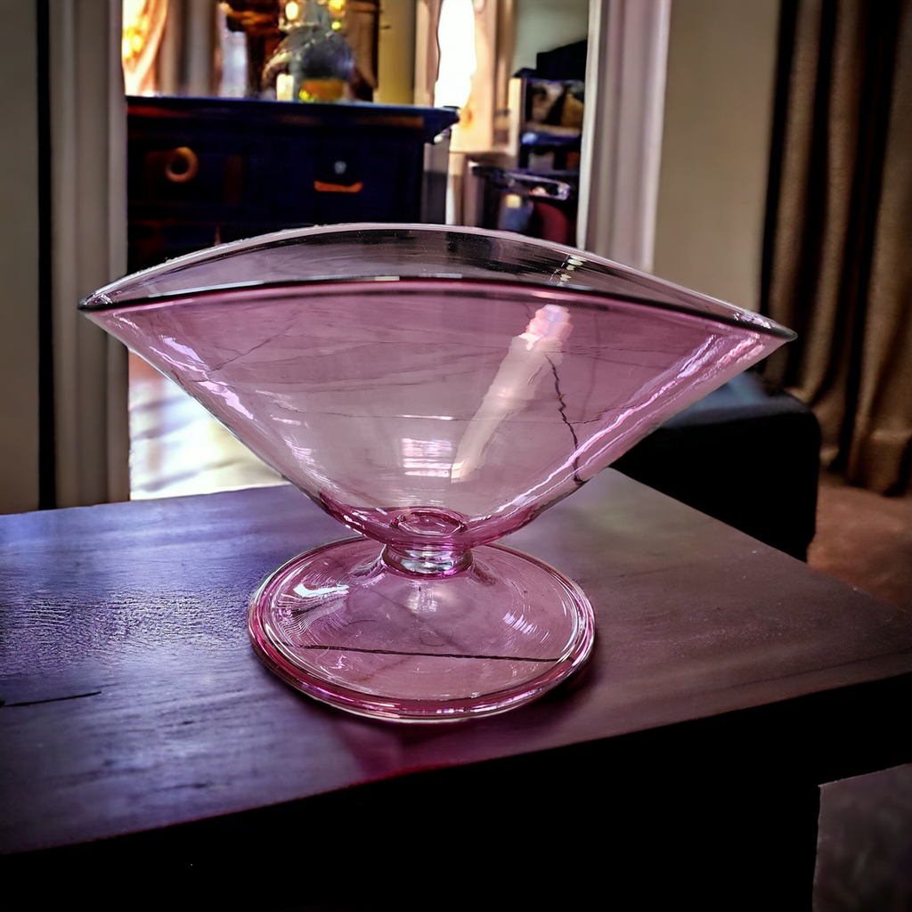 Salviati Murano Glass Cranberry Crystal Footed Bowl Vase