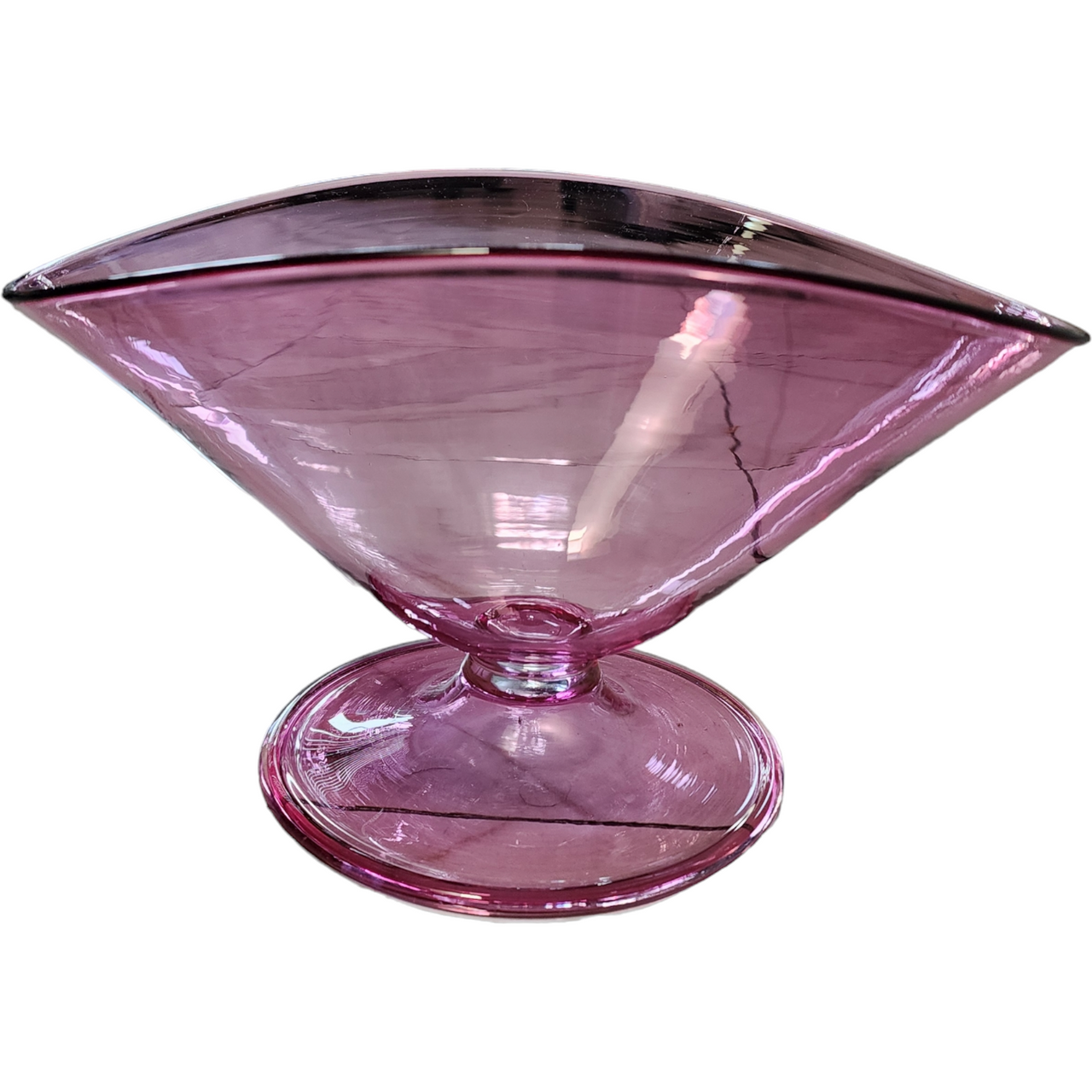 Salviati Murano Glass Cranberry Crystal Footed Bowl Vase