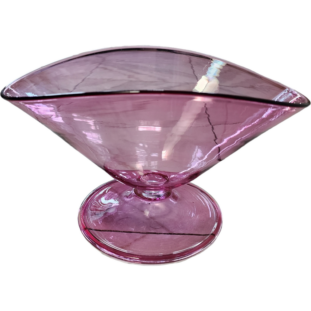 Salviati Murano Glass Cranberry Crystal Footed Bowl Vase