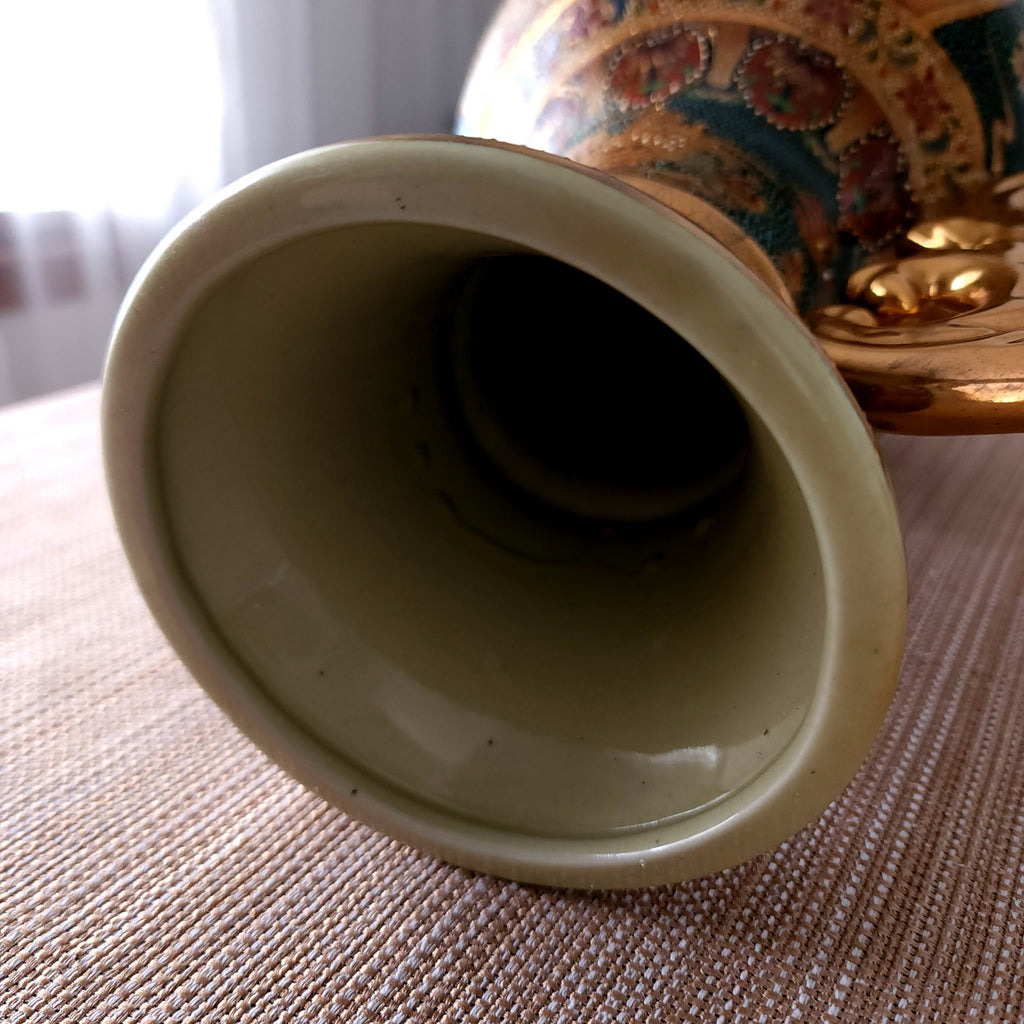 Satsuma Earthenware Gold Gilded Hand Painted Double Handle Vase