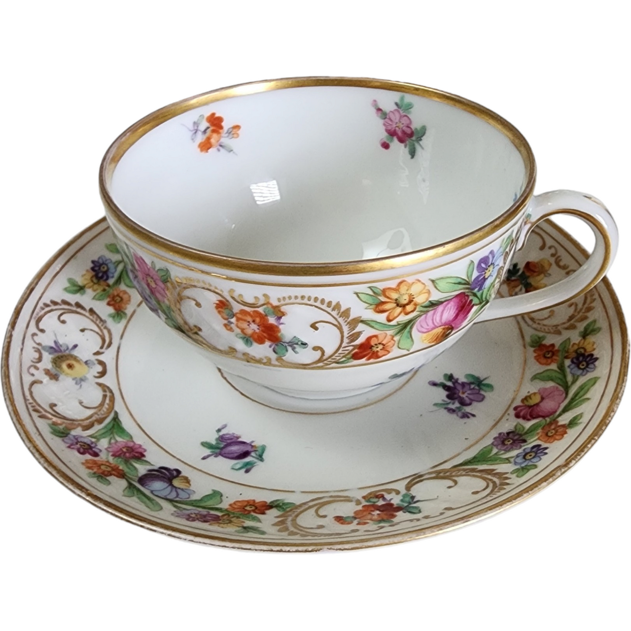 Schumann Bavaria Dresdner Art Multmotif Smooth Flat Cup & Saucer Set