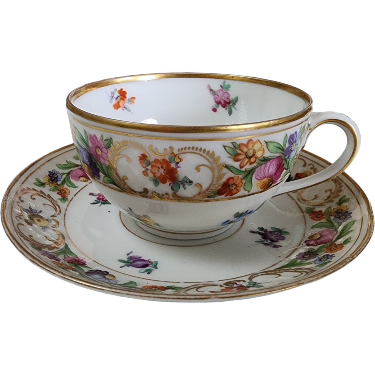 Schumann Bavaria Dresdner Art Multmotif Smooth Flat Cup & Saucer Set