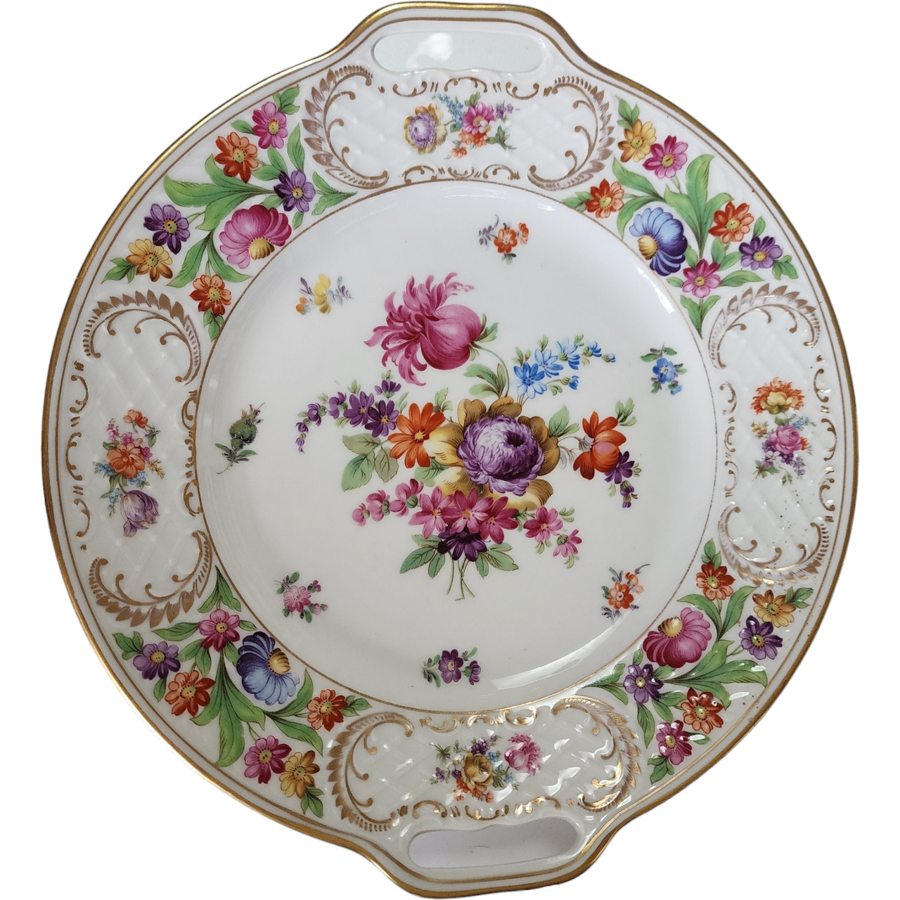 Schumann Bavaria Dresdner Art Multmotif Smooth Handled Cake Plate