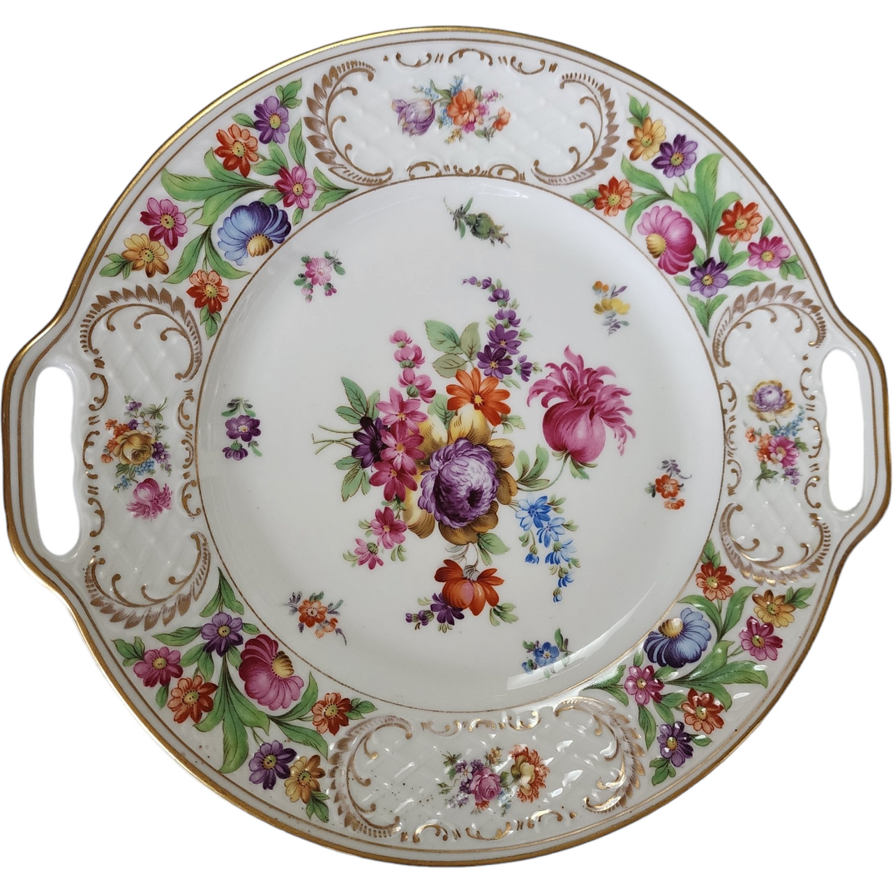Schumann Bavaria Dresdner Art Multmotif Smooth Handled Cake Plate