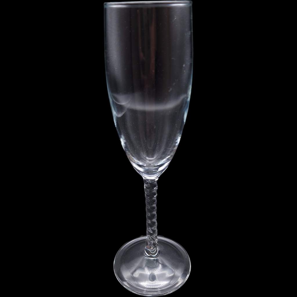 Set of 6 Fleury Cristal D’Arques Durand Champagne Flutes Twisted Stem French Lead Crystal