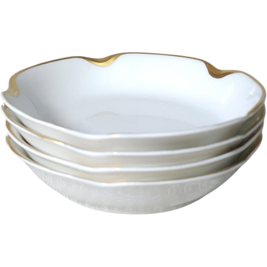 Set of 4 Antique Haviland Limoges Schleiger 24 Ranson Gold Rim Fruit Bowls 5"