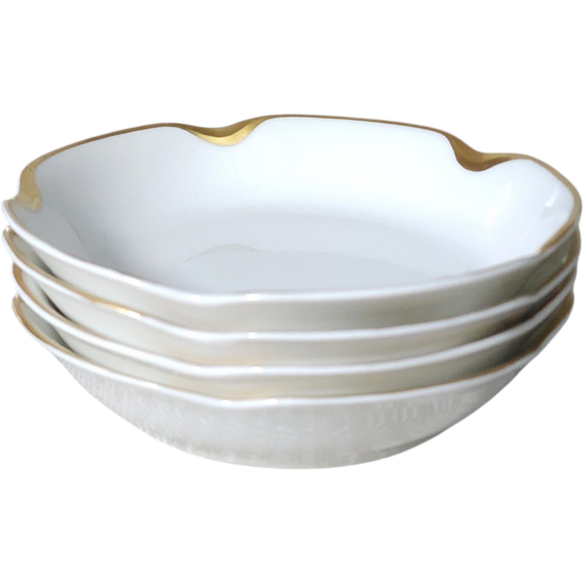 Set of 4 Antique Haviland Limoges Schleiger 24 Ranson Gold Rim Fruit Bowls 5"
