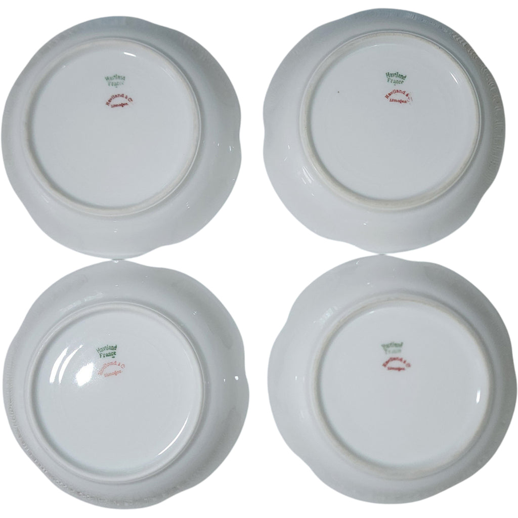 Set of 4 Antique Haviland Limoges Schleiger 24 Ranson Gold Rim Fruit Bowls 5"