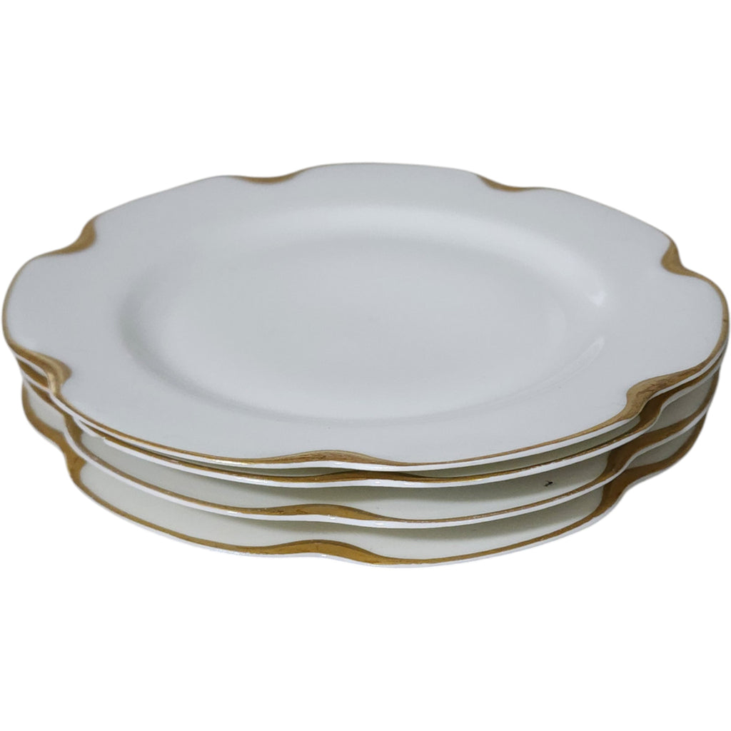 Set of 4 Antique Haviland Limoges Schleiger 24 Ranson Gold Salad Plates 7 5/8