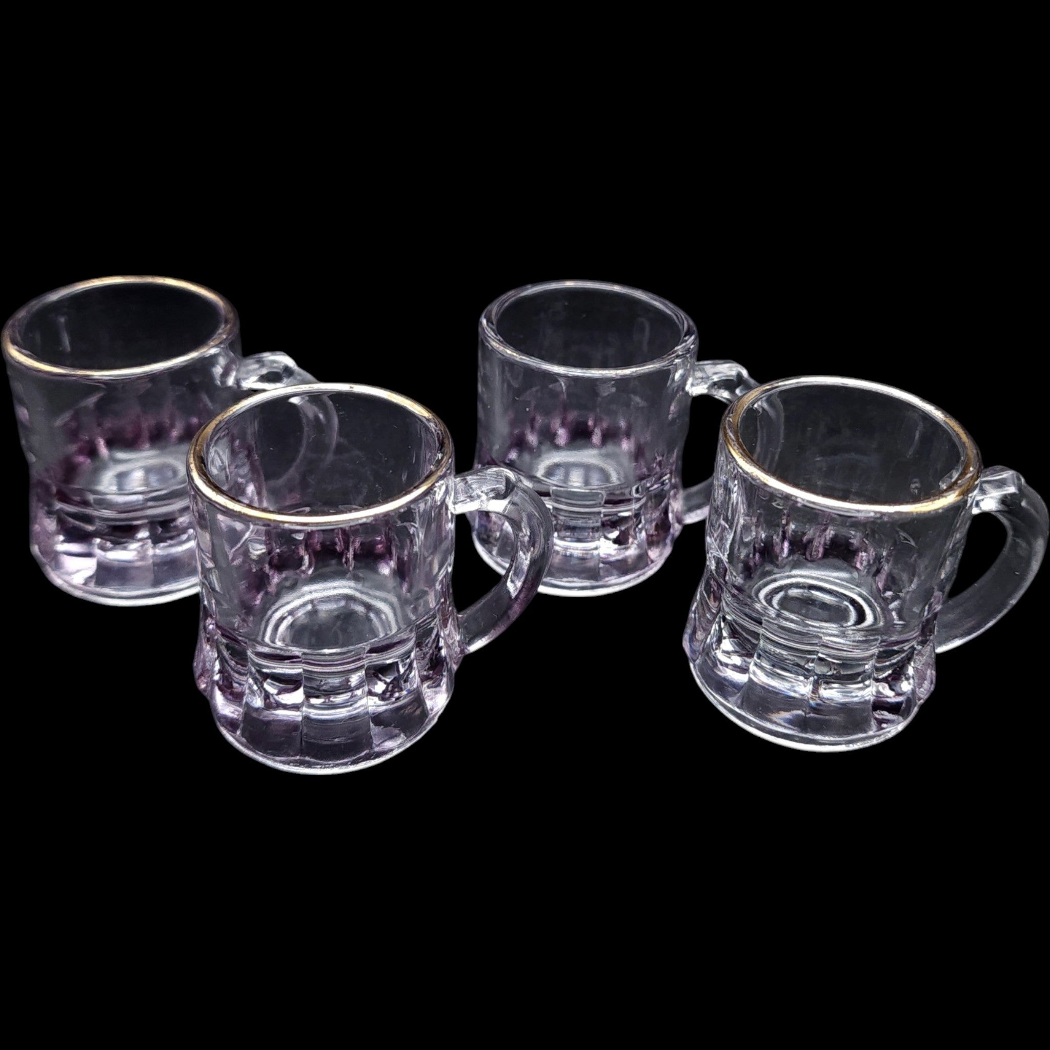 Set of 4 Vintage Federal Glass Miniature Beer Mug Glasses