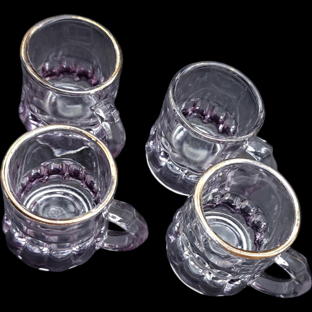 Set of 4 Vintage Federal Glass Miniature Beer Mug Glasses